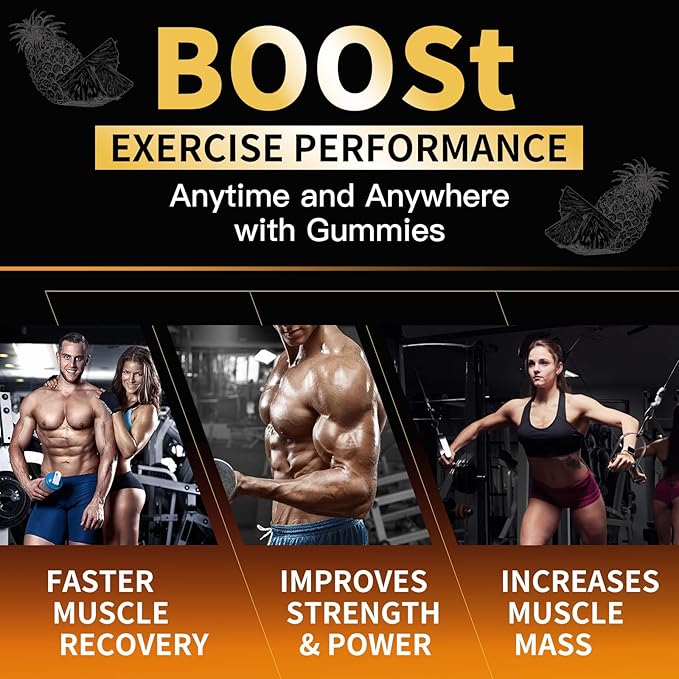 Creatine Monohydrate Gummies for Men & Women-5g of Creatine Monohydrate per Serving - Sugar Free,Vegan,Pineapple Flavor, 120 Count