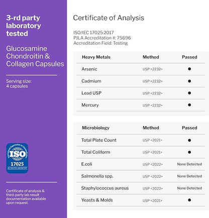 Glucosamine Chondroitin MSM Capsules - Joint Support Supplement for Adults, 2800 mg Triple Strength Vitamins: Glucosamine HCL, Chondroitin Sulfate with OptiMSM - Reduces Joint Discomfort, 120 Capsules