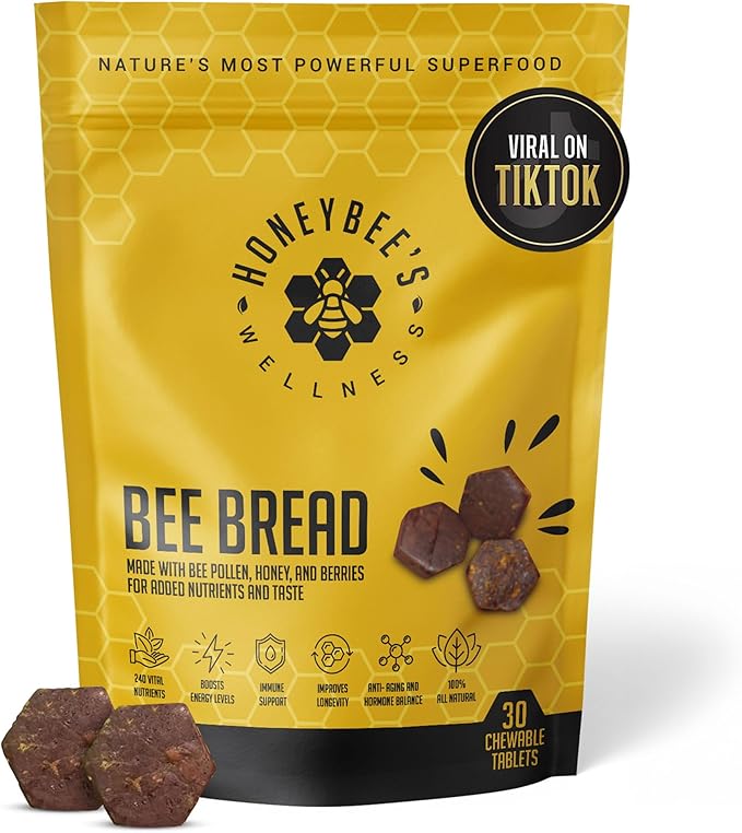 Honeybee's Wellness Bee Bread Natural Multivitamin Superfood | Bee Pollen, Propolis & Berries, 240+ Nutrients, Amino Acids, Minerals & Protein for Energy, Immunity & Vitality from Honey Bees