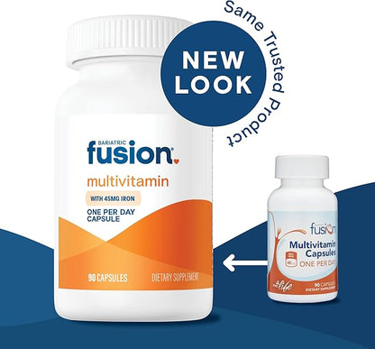 Bariatric Fusion One Per Day Bariatric Multivitamin with Iron | Easy to Swallow Capsule | Vitamin for Bariatric Surgery Patients | Gastric Bypass and Sleeve Gastrectomy | 90 Count | 3 Month Supply