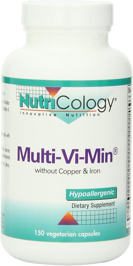 Nutricology Multi-Vi-Min Without Copper & Iron - Multivitamin for Men & Women, Mineral Complex, Active Nutrients, with Iodine - 150 Count