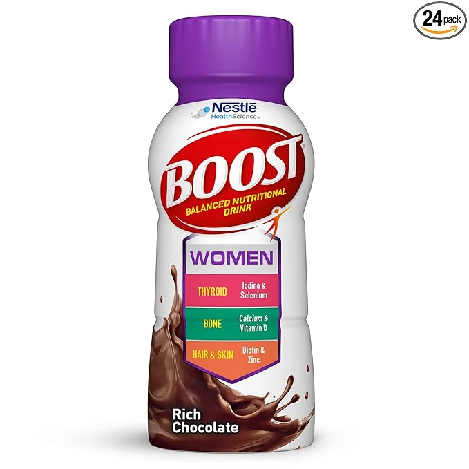 BOOST Women Balanced Nutritional Drink, Rich Chocolate, 8 fl oz (Pack of 24)