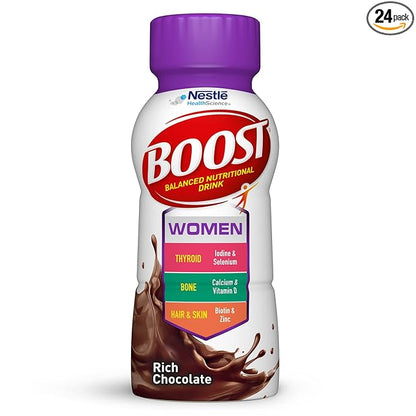BOOST Women Balanced Nutritional Drink, Rich Chocolate, 8 fl oz (Pack of 24)