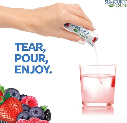 Slimquick Pure 3x Extra Strength Mixed Berry Drink Mix for Women to Help Achieve Weight Goals, Helps Metabolism, Keeps Full for Longer with Green Tea, Caffeine, Chaste Tree, Rhodiola Extract, 26 Count