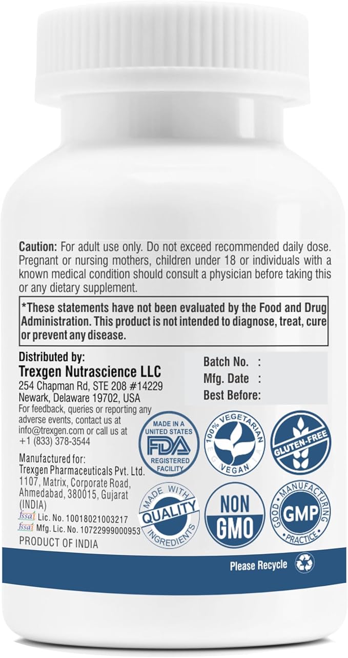 Trexgenics L-Carnitine L Tartrate VEGAN & GLUTEN FREE CARNIPURE (Lonza, Switzerland) L-Carnitine L-Tartrate 735mg (60 Veg. Capsules)