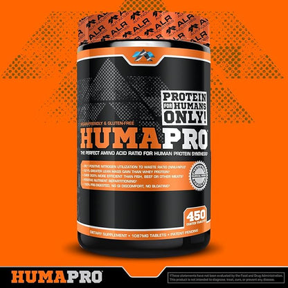 Humapro Tablets | Amino Acids Protein Matrix for Humans | 99% Utilization for Lean Muscle | Vegan, Gluten Free | 450 Tablets / 90 Servings