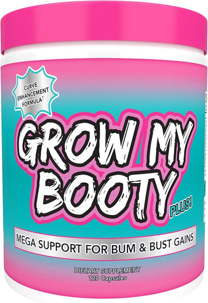 SPAZMATIC Grow My Booty Plus Butt Enhancement Booty Pills - Mega Booty and Bust Fast Growth Formula Glute Booster