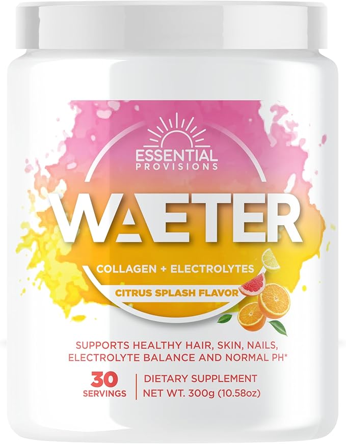 WAETER | Collagen & Electrolyte Hydration Powder | Sugar Free | Non-GMO | Gluten Free | Paleo | Soy Free | Dairy Free | Grass-Fed & Pasture Raised | 30 Servings - Citrus Splash