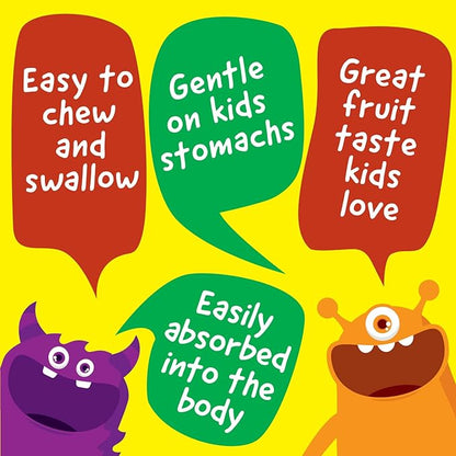 Kids Iron 10mg with Vitamin C 50mg Chewable Tablets - Tasty Natural Flavored - Vegan, Vegetarian, GMO-Free, Nut Free - Dietary Iron Supplement - Blood Formation for Children - 120 Chewables