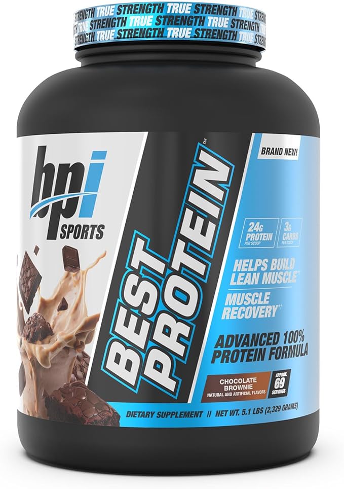 BPI Sports Best Protein – 100% Whey Protein Blend – Muscle Growth, Recovery, Meal Replacement – No Maltodextrin, No Fillers – Gluten Free – for Men & Women – Chocolate Brownie – 5.1 Pounds