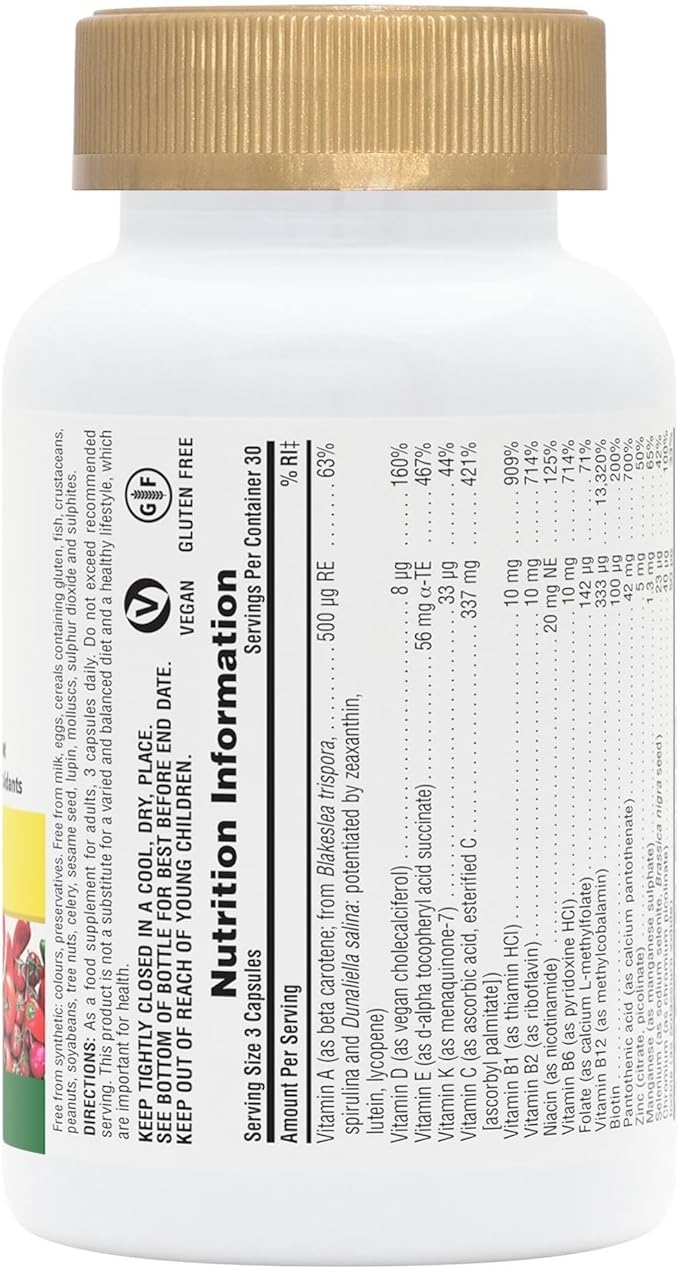 Natures Plus Source of Life Gold Multivitamin - 90 Vegetarian Capsules - with Vitamins D3, B12, K2 & More Than 120 Whole Foods - Blood, Bone & Immune Support - Gluten Free - 30 Servings