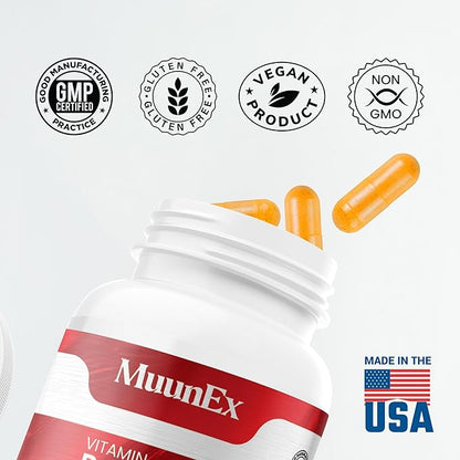 B-Complex, Vitamin B1 B2 B3 B6 B12, New Formula for Max Vitality & Sustained Energy Support,Energy Boost, Nervous System Support, with Vitamin C, Choline, Folate, 60 Capsules