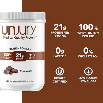 Whey Protein Powder | Chocolate Protein Powder | 21g 100% Whey Isolate Protein Powder | Low Carb and Lactose Free | Gluten Free Whey Protein Isolate | Certified Kosher | 15 Servings