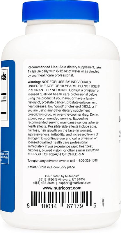 Nutricost DHEA 25mg, 240 Capsules - Gluten Free, Soy Free, Non-GMO, Supplement