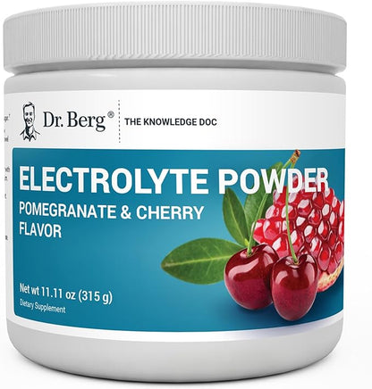 Dr. Berg Zero Sugar Hydration Keto Electrolyte Powder - Enhanced w/ 1000 mg of Potassium & Real Pink Himalayan Salt (NOT Table Salt) - Pomegranate and Cherry Hydration Drink Supplement - 50 Servings