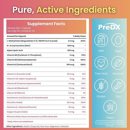 Nerve Support Supplement - Advanced L-Methylfolate Multivitamin w/Vitamin B-Complex & More for Immune Support - 3rd Party Tested L-methylfolate Supplement - 60 Capsules per Bottle (3 Pack)