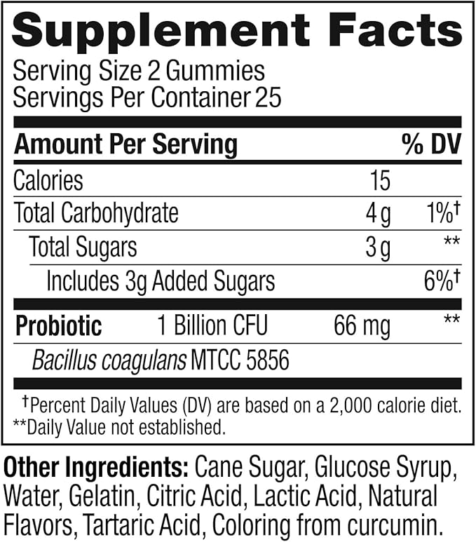 OLLY Probiotic Gummy, Immune and Digestive Support, 1 Billion CFUs, Chewable Probiotic Supplement, Mango, 25 Day Supply - 50 Count