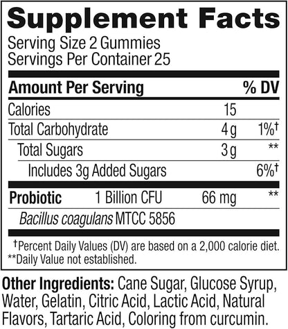 OLLY Probiotic Gummy, Immune and Digestive Support, 1 Billion CFUs, Chewable Probiotic Supplement, Mango, 25 Day Supply - 50 Count