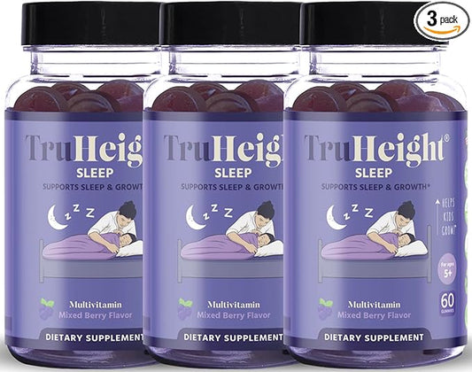 TruHeight Sleep Gummies - Kids & Teen Natural Sleep Aid for Growth & Development - Endorsed by Pediatricians - Kids Melatonin Gummy - Melatonin, Ashwagandha, L Theanine, Lemon Balm, Ages 4+