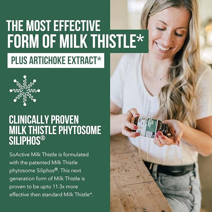 Triquetra Health SoActive® Milk Thistle: 10X More Effective Milk Thistle Phytosome, Optimized for Essential Bioactive Silybin A & B Plus Bilear® Artichoke Extract & Bile Enhancer | 60 Servings