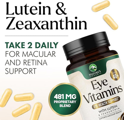 Nature's Peak Eye Vitamin & Mineral Supplement, Contains Zinc, Vitamins C, E, Lutein, & Zeaxanthin, Supports Eye Strain, Vision Health for Adults, Non-GMO, Vegan Eye Vitamins Supplement - 60 Capsules