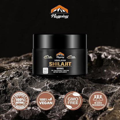 Shilajit Pure Himalayan Organic Resin - 800mg Maximum Potency Natural Organic Shilajit Resin with 85+ Trace Minerals & Fulvic Acid for Energy, Immune Support, Men & Women, 30 Grams
