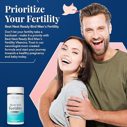 Best Nest Wellness Men's Fertility - Multivitamin Supplement for Men with Methylated Vitamins - Nutritional Supplement with Nutrients & Antioxidants - Supplement with Magnesium & Zinc - 30 Tablets