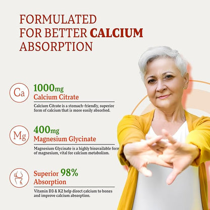 Calcium Gummies for Women Men, Calcium Magnesium Zinc with Vitamin D3 & K2, Calcium Magnesium Supplement for Bones Muscles and Joints, Pineapple & Mango Flavor - 60 Count
