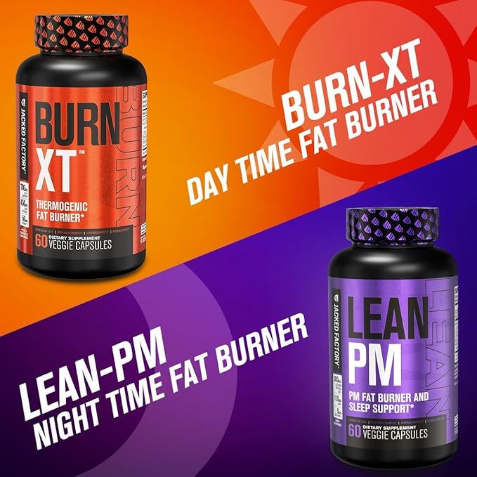Jacked Factory Lean PM Night Time Fat Burner, Sleep Aid Supplement, & Appetite Suppressant for Men and Women - 120 Stimulant-Free Veggie Weight Loss Diet Pills