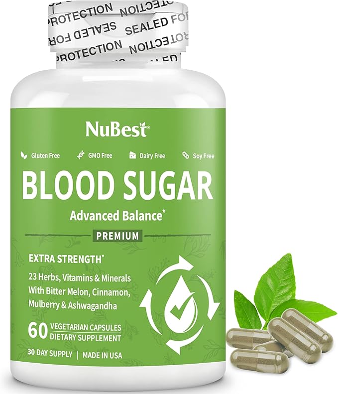 NuBest Blood Sugar - Support Healthy Blood Sugar with Premium Formula Bitter Melon, Ashwagandha, Cinnamon, Chromium, Magnesium, Vitamins, Alpha Lipoic Acid, Cayenne Pepper - Pack 1