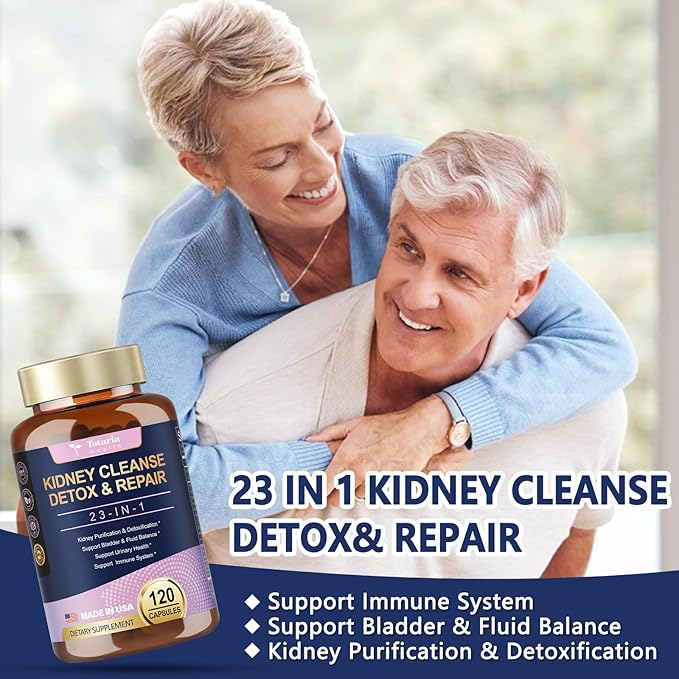 Kidney Cleanse Detox & Repair Capsules, Chanca Piedra & Cranberry Pills for Kidney Support Supplement Extra Strength with Kidney Stones Dissolver, Urinary Tract Health for Woman, 23 in 1, 120 Counts