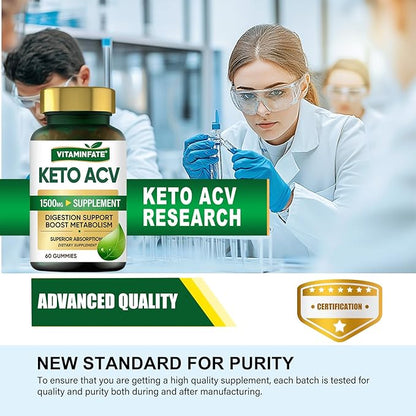 Keto ACV Gummies Advanced 1500 mg - 120 Gummies Keto Apple Cider Vinegar Gummies Supports Metabolism, Energy & Immune Support Balance for Men & Women