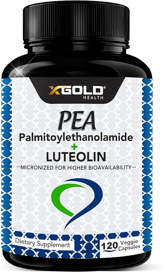 Palmitoylethanolamide 630 mg + Luteolin Standardized 98%- Micronized Pea 99% Highly Purified and Bioavailable - Made in USA - Supplement for Men and Women - 120 Veggie Capsules