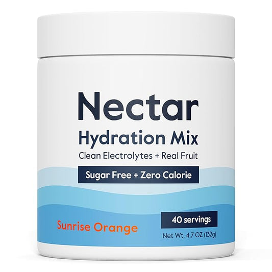 Nectar Sugar Free Electrolytes Powder - Organic Fruit No Sugar or Calories - Hydration Powder for Dehydration Relief and Rapid Rehydration - Keto and Paleo (Orange 40 Serving Tub)
