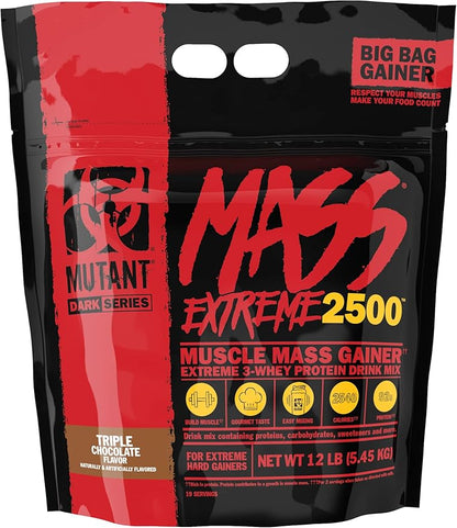 Mutant Mass Extreme Gainer – Whey Protein Powder – Build Muscle Size and Strength – High Density Clean Calories (Triple Chocolate, 12 lbs)