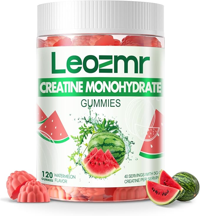 Creatine Monohydrate Gummies 5000mg for Men & Women, Chewables Creatine Monohydrate Supplement(120 Count)- Watermelon 120 Gummies