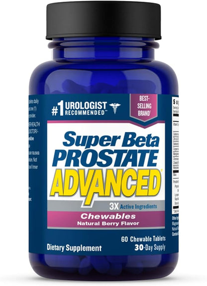 Super Beta Prostate Advanced Chewables - Prostate Support Supplement for Men's Health (60 Chews, 1-Bottle)