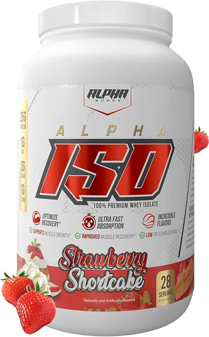 ISO, Low Carb 100% Whey Protein Isolate Powder, 25 Grams Per Serving, Helps Support Muscle Growth, Low Sugar and Gluten Free (Strawberry Shortcake, 2 lb)