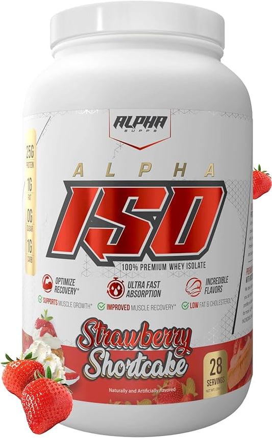 ISO, Low Carb 100% Whey Protein Isolate Powder, 25 Grams Per Serving, Helps Support Muscle Growth, Low Sugar and Gluten Free (Strawberry Shortcake, 2 lb)