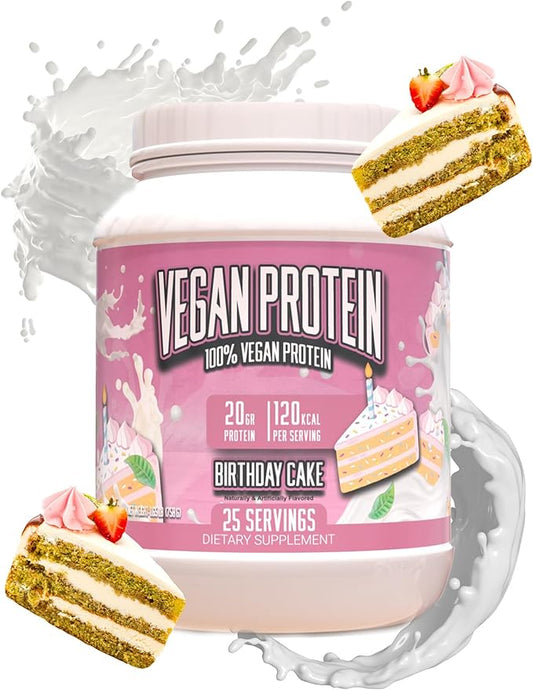 Huge Supplements Vegan Protein Powder - Birthday Cake - Superior Plant-Based Protein Powder, 20g Protein Per Serving