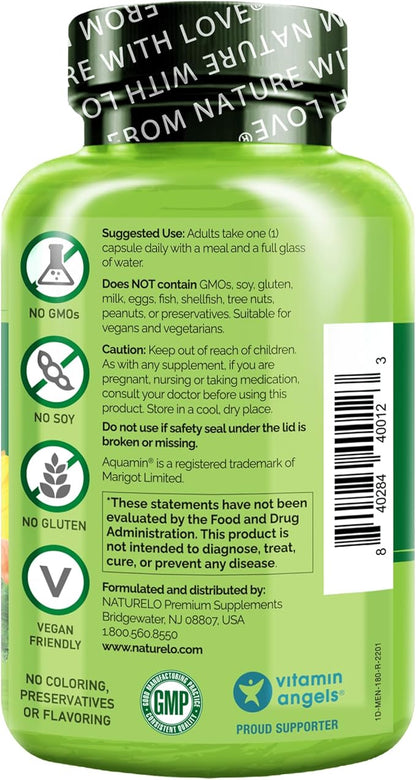 NATURELO One Daily Multivitamin for Men - with Vitamins & Minerals + Organic Whole Foods - Supplement to Boost Energy, General Health - Non-GMO - 180 Capsules