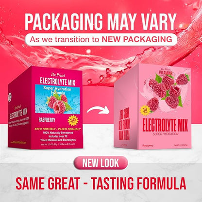 Dr. Price Electrolytes Powder Packets - Electrolytes No Sugar - Hydration Packets - Electrolyte Mix - Keto Electrolytes - (30 Packets) Fasting Electrolytes - Water Enhancer, Sports Drink - Raspberry