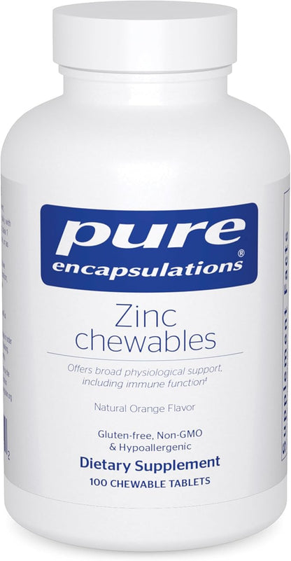 Pure Encapsulations Zinc Chewables | Supplement for Immune System Support, Growth and Development, and Wound Healing | 100 Chewable Tablets | Natural Orange Flavor