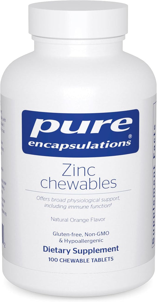 Pure Encapsulations Zinc Chewables | Supplement for Immune System Support, Growth and Development, and Wound Healing | 100 Chewable Tablets | Natural Orange Flavor