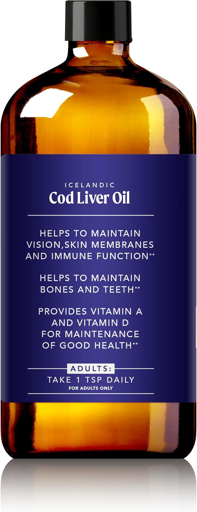 Icelandic Cod Liver Oil Liquid, Lemon (16oz) - Vitamins A & D, EPA & DHA - Helps Vision, Skin Membranes & Immune Function - MSC Certified, Non-GMO