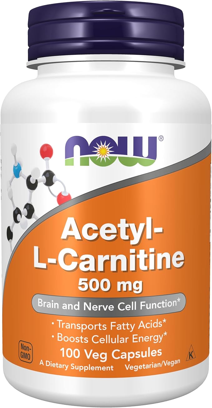 NOW Supplements, Acetyl-L Carnitine 500 mg, Amino Acid, Brain And Nerve Cell Function*, 100 Veg Capsules