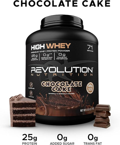 High Whey, Protein Powder, Whey Isolate, Gluten Free, Lean Muscle Mass for Men & Women, 25g of Protein Per Scoop, 2.7kg, 73 Servings (Chocolate Cake, 6 Pound)