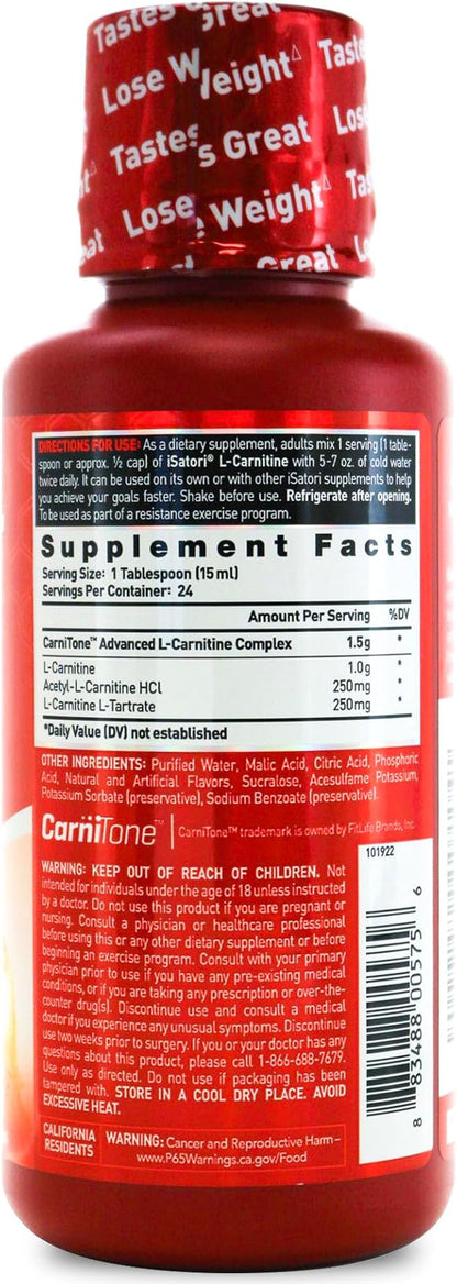 iSatori L-Carnitine 1500, Liquid L-Carnitine with Acetyl L-Carnitine, L-Carnitine L-Tartrate, Stimulant Free Pre Workout, No Calories, Sugar, Gluten, Keto-Friendly, Pink Lemonade (24 Servings)