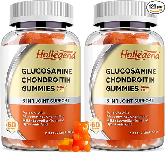 Glucosamine Chondroitin Gummies Sugar Free, Joint Support Gummies Supplements for Adults Men & Women, 1500mg Glucosamine Chewables with MSM Turmeric, 120 Count