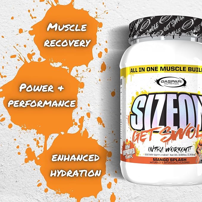 Gaspari Nutrition SizeOn, The Ultimate Hybrid Intra-Workout Amino Acid & Creatine Formula, [海外直送品] サイズオン マキシマムパフォーマンス Hide's マンゴースプラッシュ (3.59 Pound, Mango Splash)